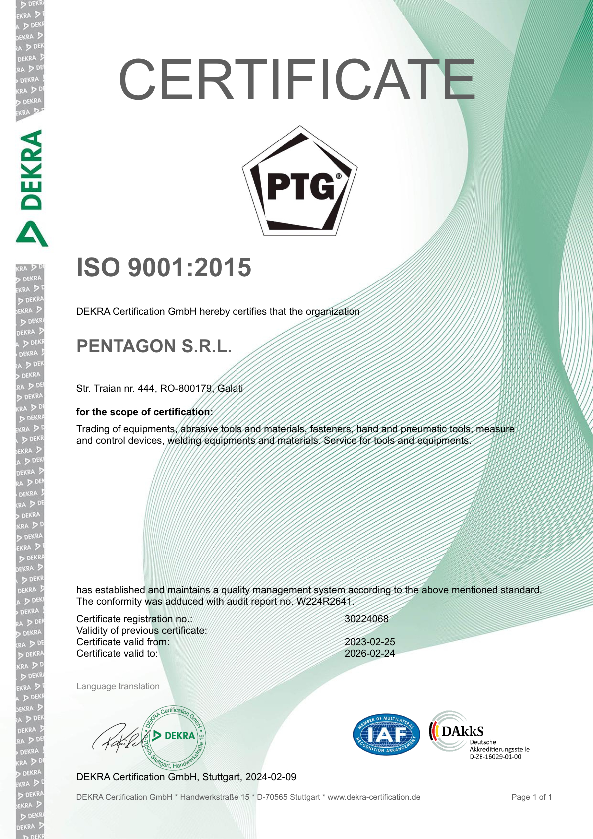 iso9001 Pentagon Romania